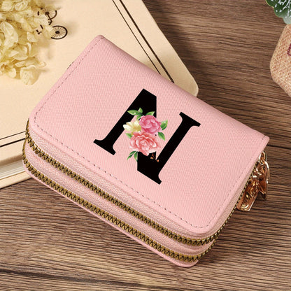 Women's Lightweight Wallet - Compact Zipper Purse with Multiple Card Slots & Coin Pocket, Elegant Monogram Initials, Secure Closure for Everyday, Travel, Gift - Women's Credit Card Organizer, Everyday Carry Purse, Stylish Ini