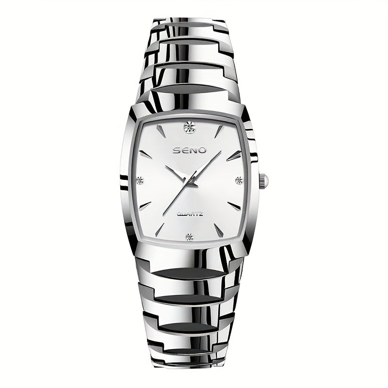 Men's Retro Square Business Watch with IPX7 Waterproof Alloy Strap