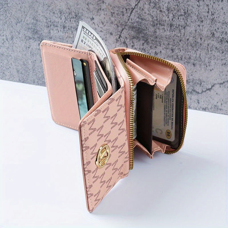2025 New Women'S Wallet Short Style European and American PU High-end Coin Purse Printed Multi-card Slot Small Wallet Money Clip Card Holder