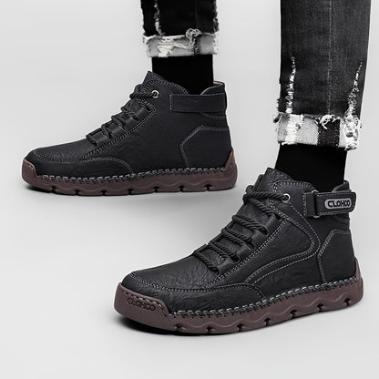 Men's Business Casual High-Top Boots with Rubber Sole