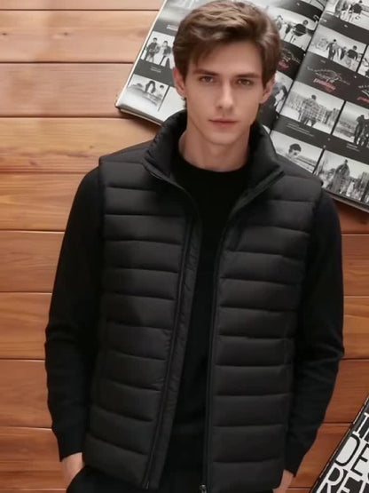 Men's Gift, Men's Fashion Casual Vest Jacket, Solid Color with Zipper Placket, Simple Design, Regular Fit Suitable for Daily Casual Wear, Men's Outerwear, Men's Outfit. Valentine's Day Gift for Men - ayq