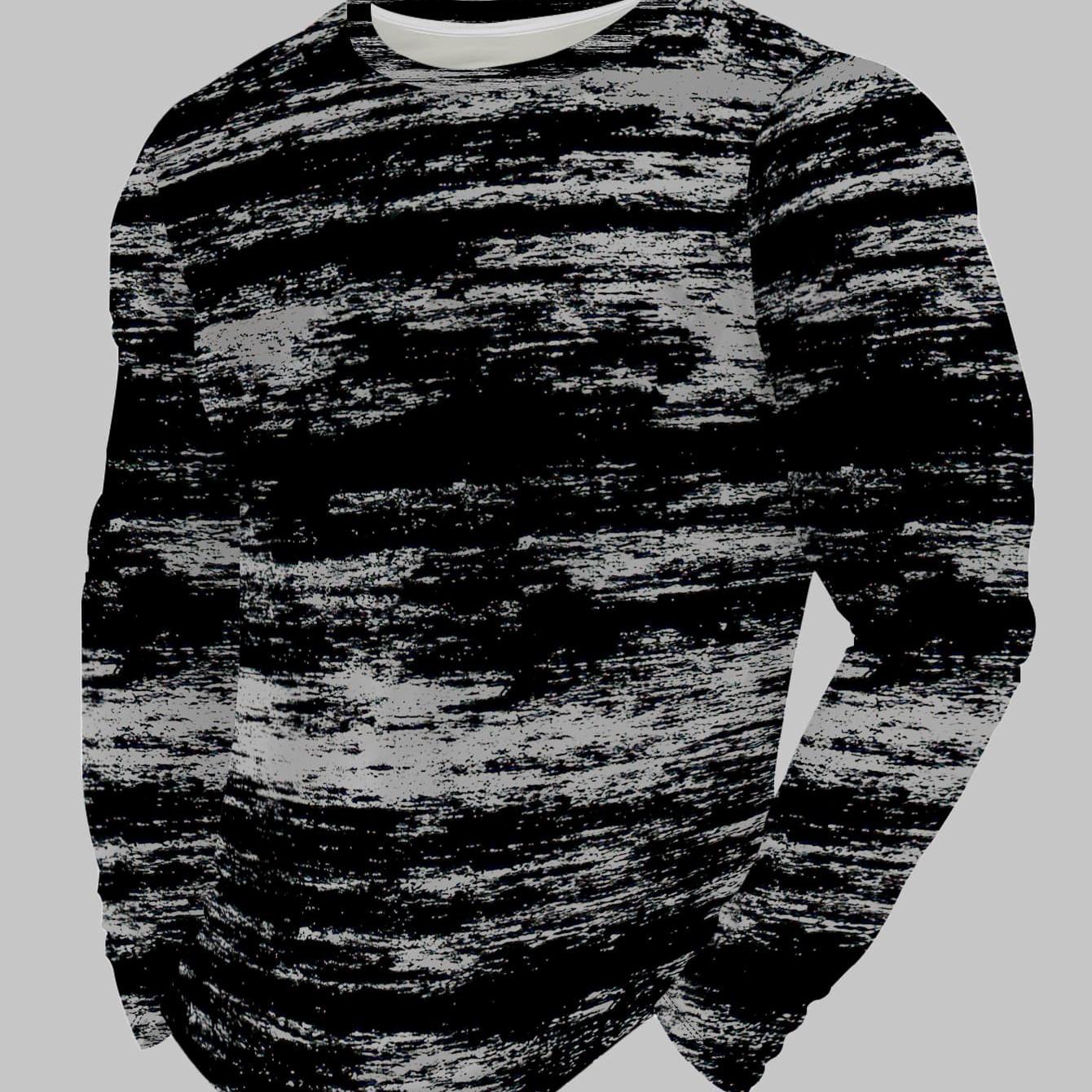 Տղամարդկանց նորաձև, կլոր վզնոցով երկար թևքերով վերնաշապիկ՝ անհատականությամբ, աբստրակտ, հյուսվածքային նախշերով, առօրյա, բազմակողմանի, նորաձև, փողոցային ոճի, երիտասարդական, հիմնական շերտով վերնաշապիկ