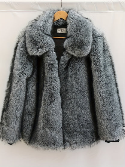 Men'S Faux Fur Coat with Imitation Fur Lining, Square Neck Zipper Short Winter Windproof Warm Loose Casual Jacket for Young Style