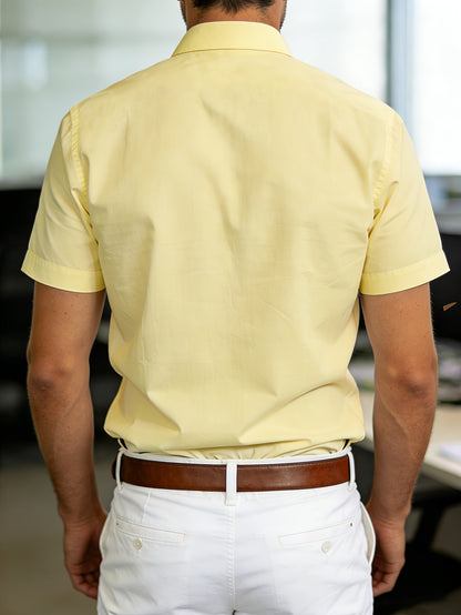 Men's 100% Cotton Short Sleeve Lapel Shirt for Summer