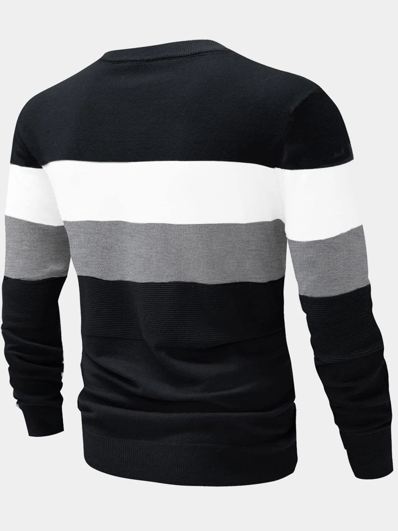 Men's Slim Fit Color Block Crew Neck Sweater for Fall/Winter