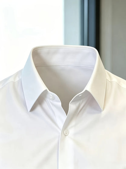Men's Long Sleeve Business Shirt, Lightweight Breathable Polyester