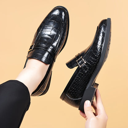 Men's Business Casual Oxford Shoes with Crocodile Pattern