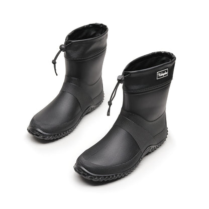 Men's Lightweight Non-Slip PVC Rain Ankle Boots for Outdoor Work