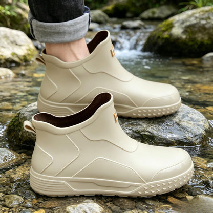 Unisex Low-Top Waterproof Rubber Rain Boots for All Seasons