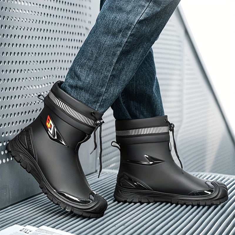 Men's Lightweight Waterproof PVC Rain Boots for Outdoor Use