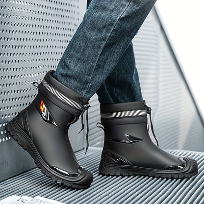 Men's Lightweight Waterproof PVC Rain Boots for Outdoor Use