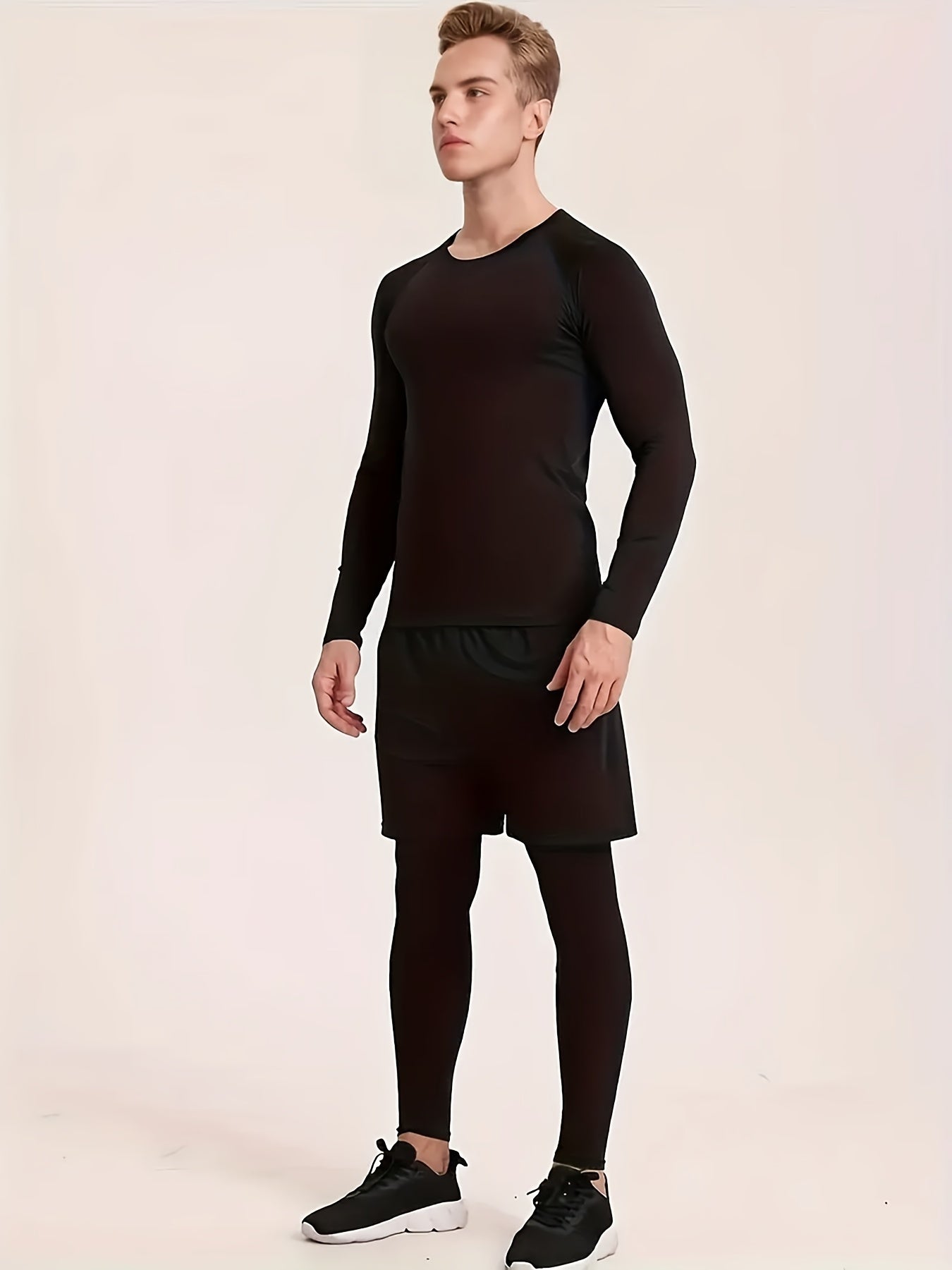 Men's Thermal Fleece-Lined Base Layer Set for Winter Outdoors