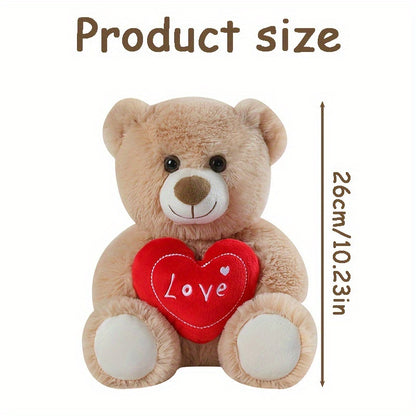 26cm/10.23in Love Heart Bear & Dog Stuffed Animal Love Bear with Heart Soft Plush Toy for Kids & Adults Chirstmas Valentine's Day Gift, Love Gift for Mom, Girlfriends, Baby