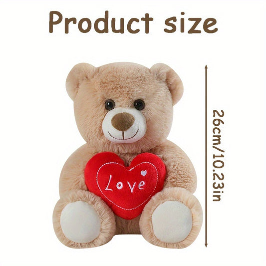 26cm/10.23in Love Heart Bear & Dog Stuffed Animal Love Bear with Heart Soft Plush Toy for Kids & Adults Chirstmas Valentine's Day Gift, Love Gift for Mom, Girlfriends, Baby