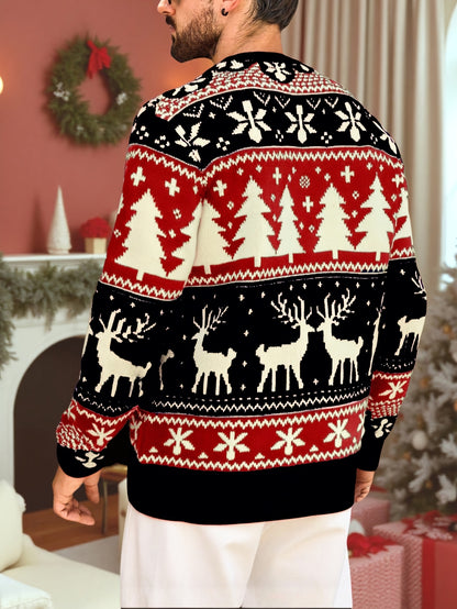 Christmas Theme Knitted Sweater | Warm and Comfortable, Ideal for Self-Wear or Gifting, Crew Neck, Long Sleeve, Acrylic Material, Fall/Winter Season