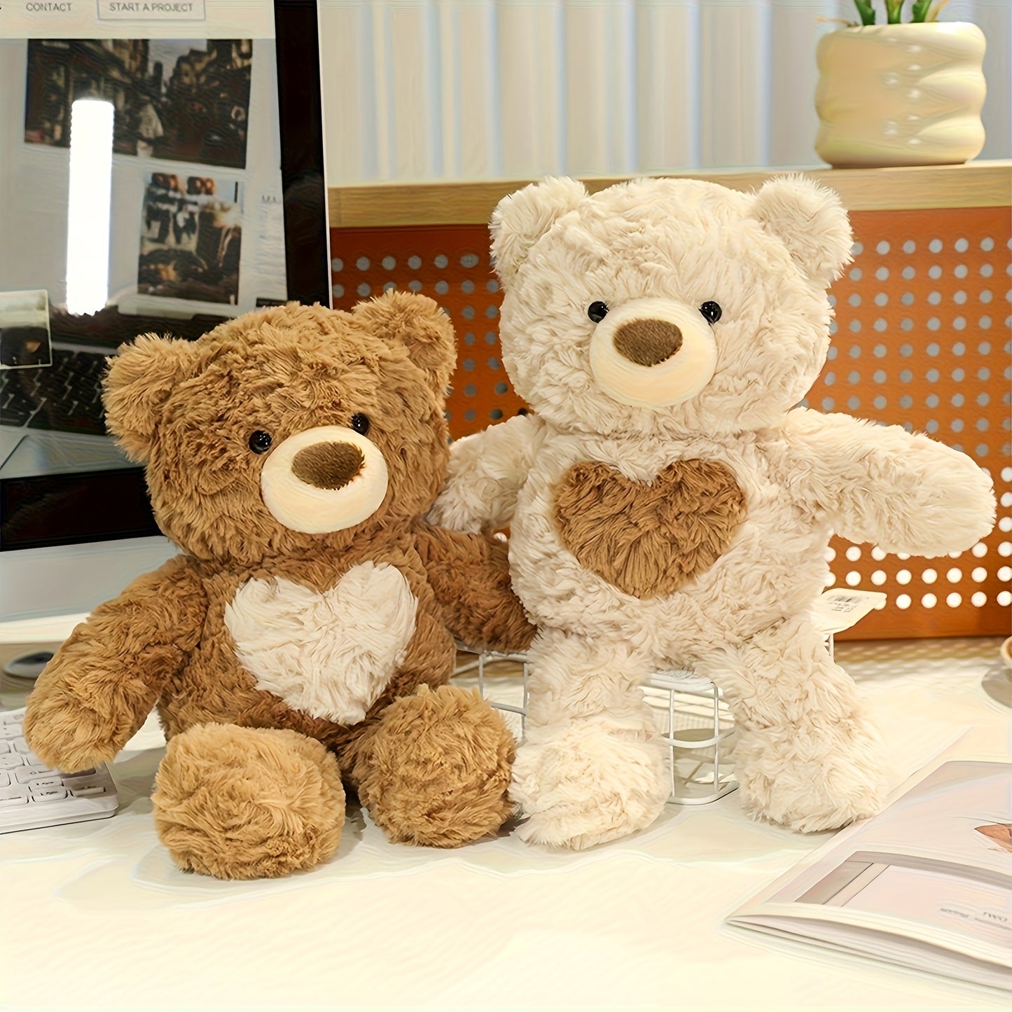 35Cm/13.78In Adorable Heart-Shaped Bear Plush Toys Kawaii Panda Stuffed Animals Ultra Soft Cuddly Gifts for Boys And Girls Birthday Celebrations Holiday Home Decoration
