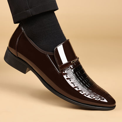 Men's Crocodile-Pattern Slip-On Dress Shoes for Office & Party