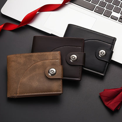 Men's Short Wallet with Magnetic Closure, PU Leather Coin Purse, Fashionable Card Holder with 5 Card Slots, ID Organizer, Suitable for Daily Outings