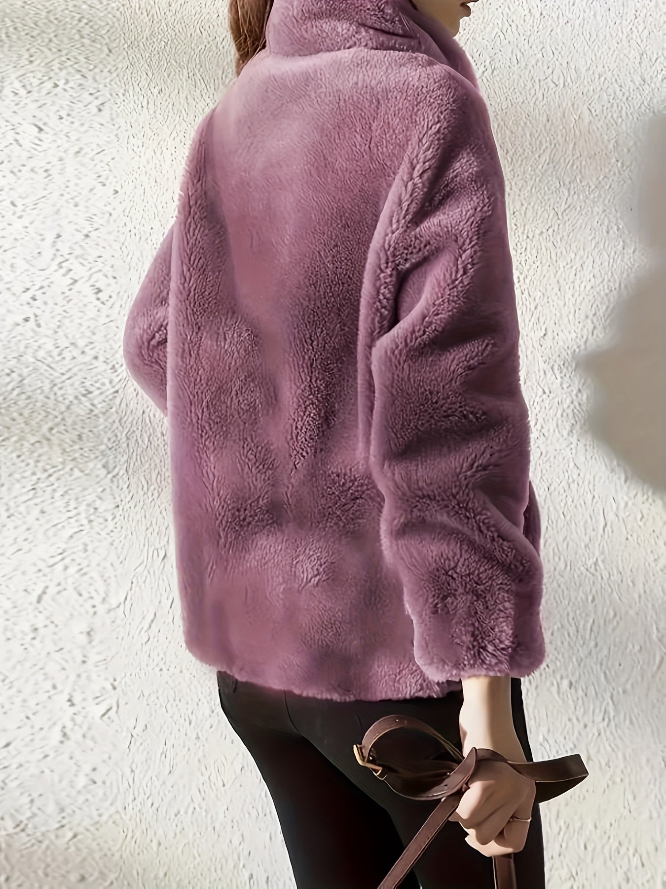 Մեծ չափս - կանացի նոր բրդյա բաճկոն, ձմեռային կարդիգան սվիտեր, հաստ և տաք երկկողմանի մարջանագույն բրդյա կտոր, ազատ և ոճային վերնազգեստ։