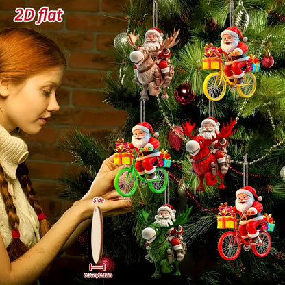2D Flat, [2D Flat] 6pcs/12pcs Stylish Santa Claus Wooden Hanging Ornaments, Christmas Decoration Set, 2D Wooden Wall Art, New Year Gift Home Décor, Trendy Holiday Party Accessories for Tree, Garden, House & Backpack – Perf