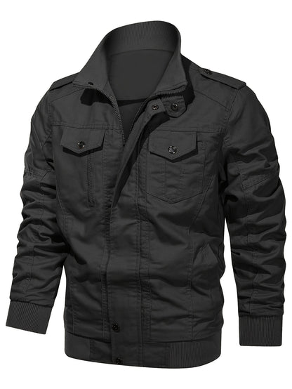 Men's Tactical Cargo Jacket with Multiple Pockets for Fall