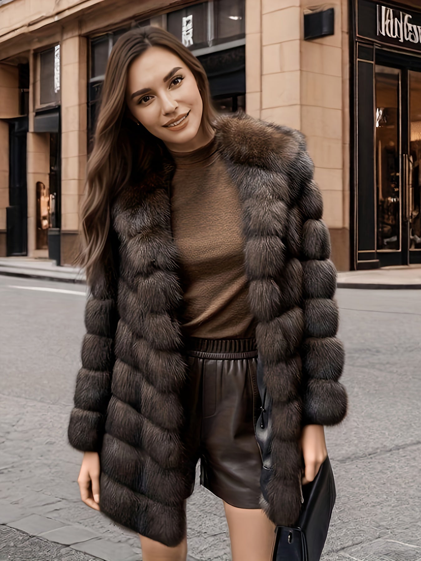 Կանացի էլեգանտ շքեղ ձմեռային վերարկու - երկար պաշտոնական և առօրյա վերարկու, չձգվող ցուրտ եղանակի բաճկոն՝ երեկույթների, գրասենյակի, առօրյայի համար - Կանացի էլեգանտ վերարկու, երեկույթի հագուստ, բարդ դիզայն, փափուկ հյուսվածք, ոճային ձմեռային վերարկու