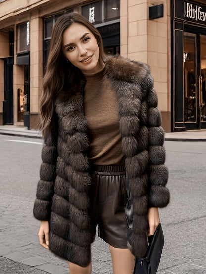 Կանացի էլեգանտ շքեղ ձմեռային վերարկու - երկար պաշտոնական և առօրյա վերարկու, չձգվող ցուրտ եղանակի բաճկոն՝ երեկույթների, գրասենյակի, առօրյայի համար - Կանացի էլեգանտ վերարկու, երեկույթի հագուստ, բարդ դիզայն, փափուկ հյուսվածք, ոճային ձմեռային վերարկու