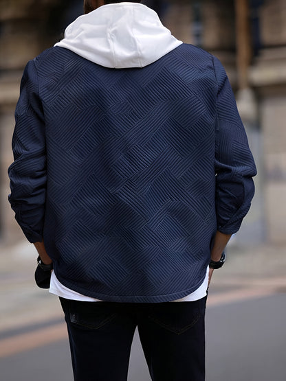 Տղամարդու առօրյա գլխարկով սվիտեր - միագույն երկար թևքով սվիտեր՝ կոճակներով առջևի մասով, սովորական չափսի աշնանային ձմեռային վերնազգեստ ամենօրյա զբոսանքների համար, սվիտեր-բաճկոն, դիմացկուն գործվածք, տրիկոտաժե