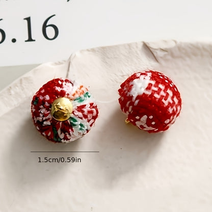 20-Pack Festive Fabric-Covered Grid Pattern Pendant Ornaments for DIY Crafts, Button Pendants for Hair Accessories, Earrings, and Home Tree Decorations, Polyester No-Mosaic Material with Party Theme