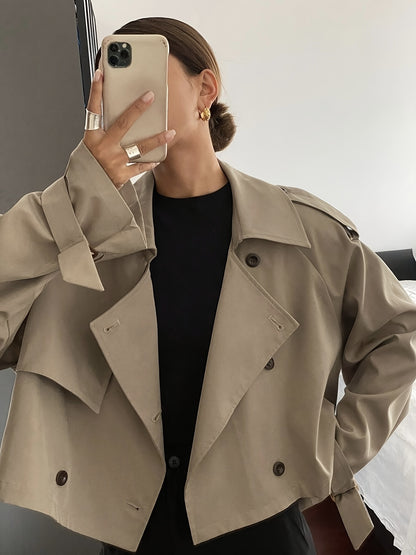 Կանացի գարուն/աշուն միագույն, պարզ, ազատ, առօրյա, կարճ, երկար թևքերով տրենչ-բաճկոն