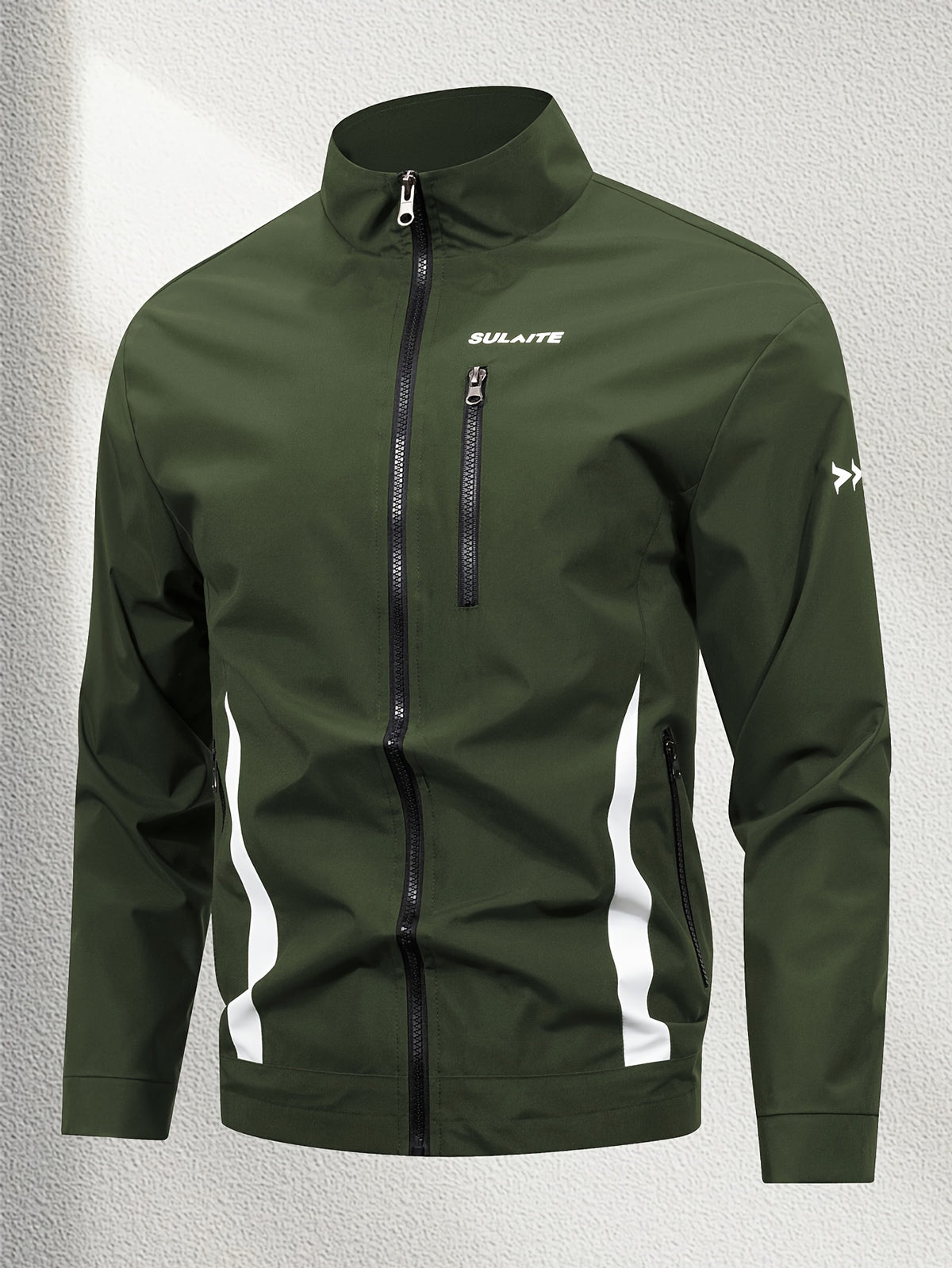 Unisex Casual Sport Bomber Jacket with Stand Collar for Spring-Fall