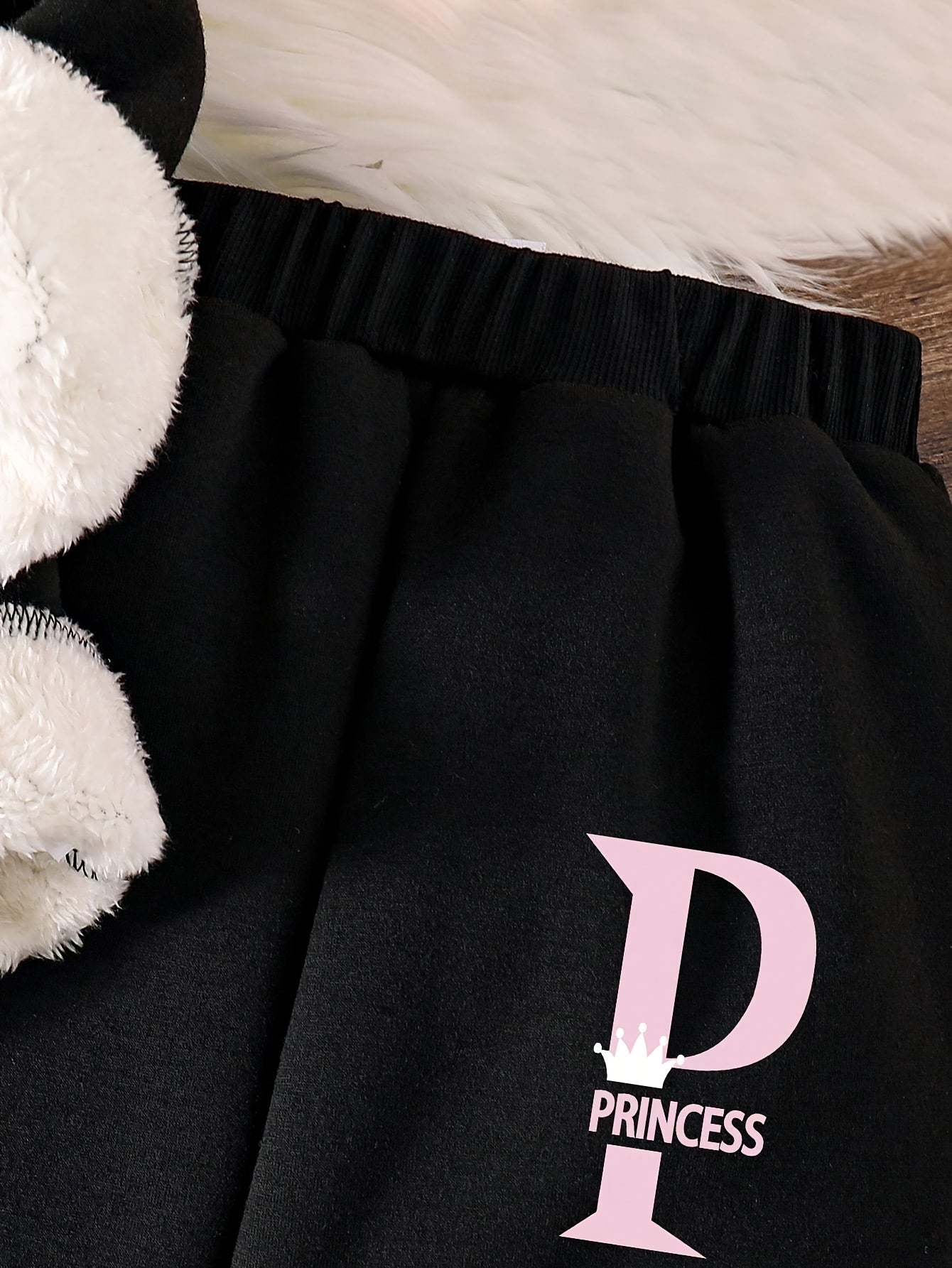 Autumn And Winter Style Fleece Tops, Fashionable Letter Pattern Prints, Warm Hoodies And Sweatpants Two-Piece Set, for Outdoor