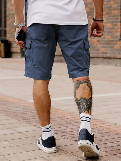 Men's Casual Summer Cargo Shorts with Elastic Waist and Pockets