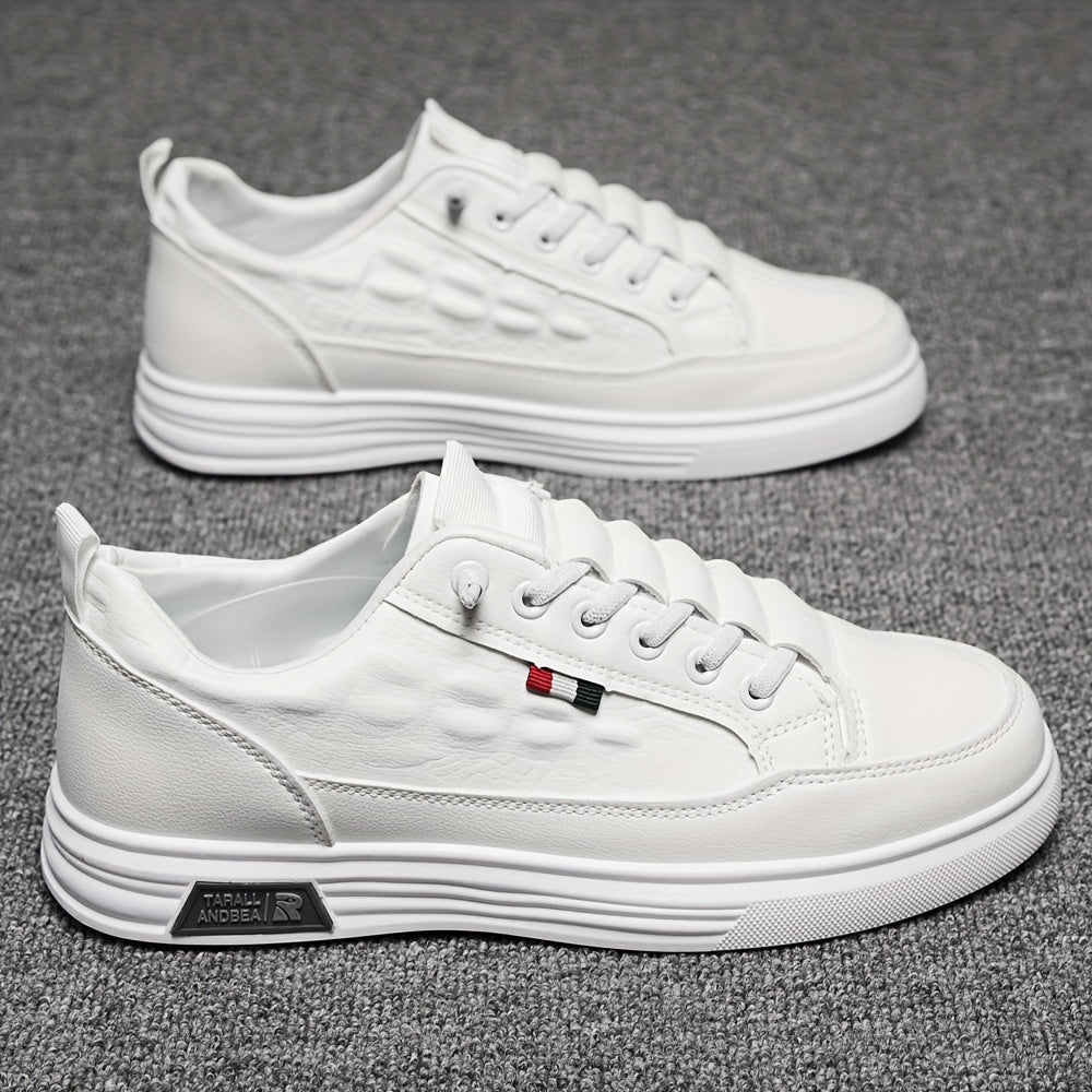 Men's Trendy Slip On Skate Shoes With Imitation Crocodile Skin Shaped Faux Upper, Non Slip Comfy Casual Shoes For Outdoor Street Walking Holiday Traveling - ayq