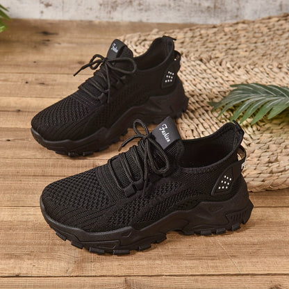 Կանացի առօրյա սպորտային կոշիկներ՝ շնչող գործվածքից վերնամասով, ռետինե ներբանով, ցածր գագաթով, պարզ մատով, բոլոր եղանակների հարմարավետ կոշիկներ, առօրյա հագուստ | Ժամանակակից առօրյա ոճ | Շնչող գործվածքից սպորտային կոշիկներ