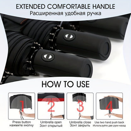 Automatic Open/Close, Windproof Tri-Fold Umbrella - Durable, Thickened Canopy for Enhanced Rain Protection, Ideal for Business Use, Automatic Folding Umbrella