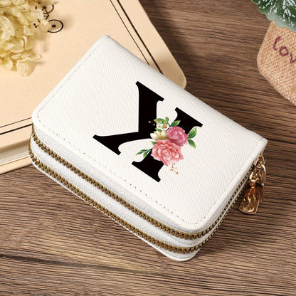 Women's Lightweight Wallet - Compact Zipper Purse with Multiple Card Slots & Coin Pocket, Elegant Monogram Initials, Secure Closure for Everyday, Travel, Gift - Women's Credit Card Organizer, Everyday Carry Purse, Stylish Ini