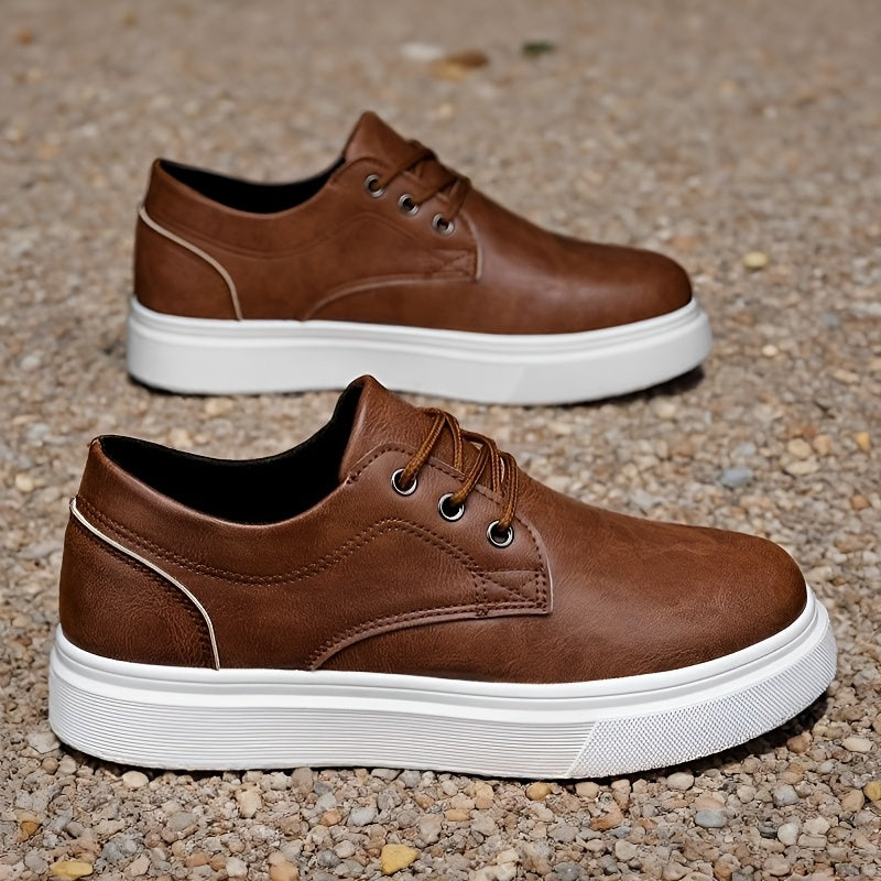 Men's All-Season Casual Motorcycle & Skate Shoes, Lace-Up Flat Sole