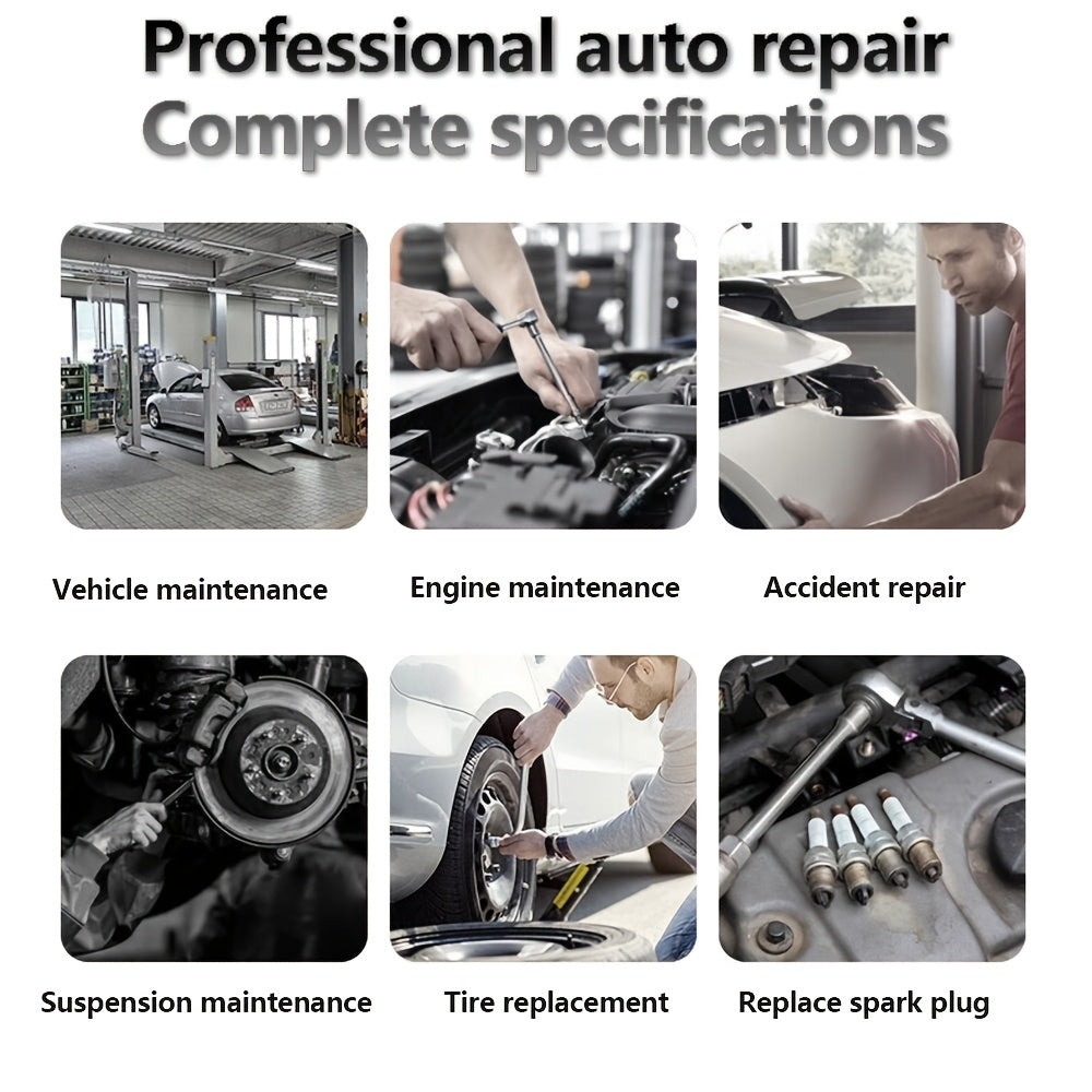 Black 46 and 121pcs of household car repair kit with plastic storage box, motorcycle repair kit, outdoor bicycle emergency bicycle repair tool, including hex wrench, universal joint, screwdriver, extension piece, slider