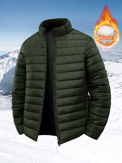 Men's Quilted Stand Collar Jacket for Autumn Winter
