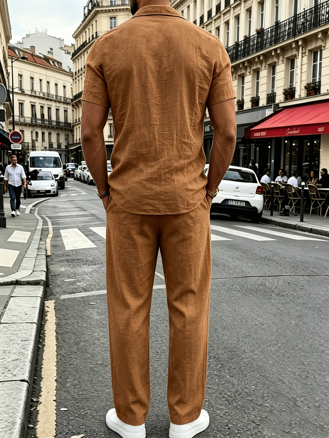 Men's Casual Linen Shirt and Pants Set for Summer Comfort