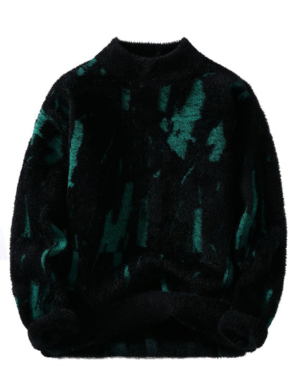 Տղամարդու փափուկ տրիկոտաժե սվիտեր | Կլոր օձիք, հաստ, տաք, առօրյա ոճ, գունային բլոկներով նախշ, աշուն/ձմեռ սեզոն, սովորական չափսի դեռահասների համար