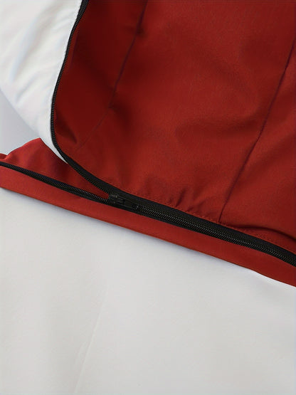 Men'S Casual Motorcycle Jacket, Warm Pilot Fashion Top 6023, 100% Polyester Hooded Collar with Alphabet Pattern, Long Sleeve Regular Fit, Non-Stretch Woven Fabric, Zipper Placket, with Pockets - 280gsm