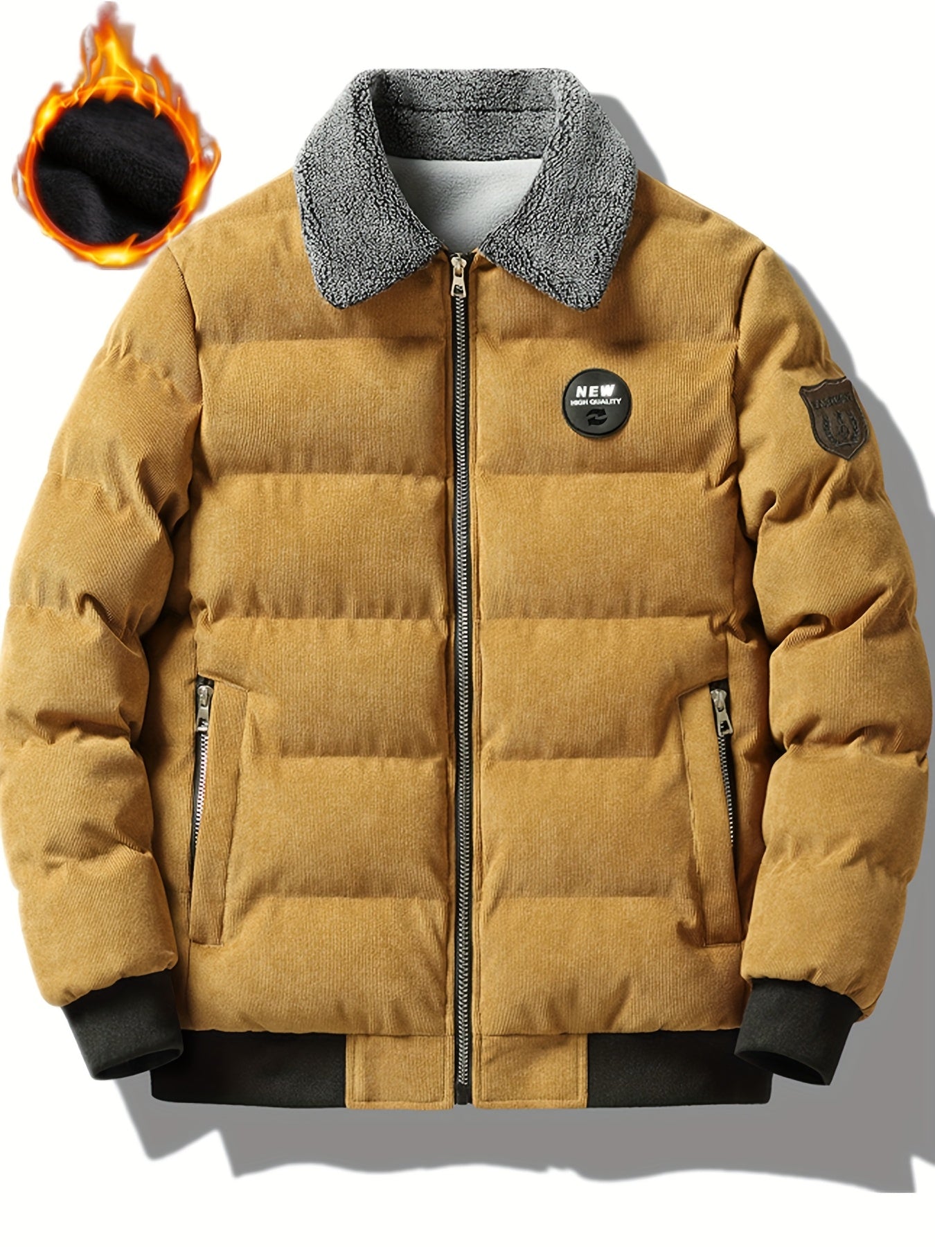 Men'S Heavyweight Winter Jacket - Thermal Insulated Cold Weather Coat with Full-Zip Closure, Fleece & Stand Collar - Brown - Casual Outerwear for, Thick, Thick Winter Jacket For Men, Winter Jacket For Men, Winter Coat For Men