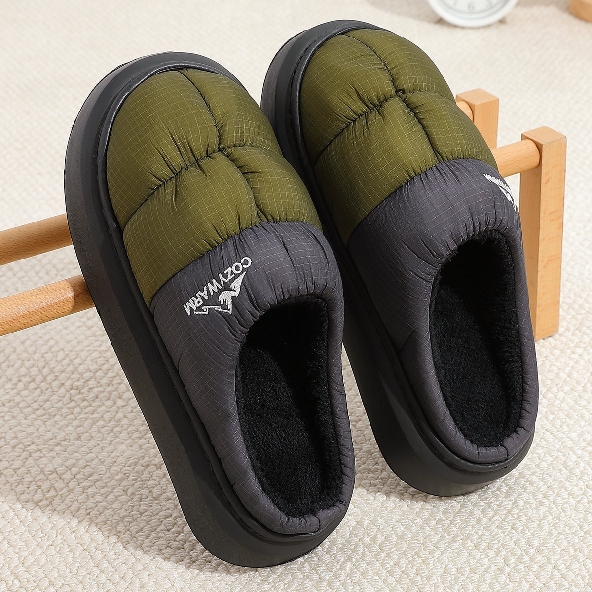 Men's Soft Plush Slip-On Slippers with Thick Sole for Winter