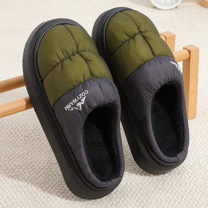 Men's Soft Plush Slip-On Slippers with Thick Sole for Winter