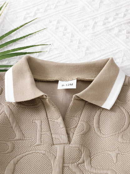Baby Boy Lapel Shirt & Khaki Shorts Set Summer Casual Knit