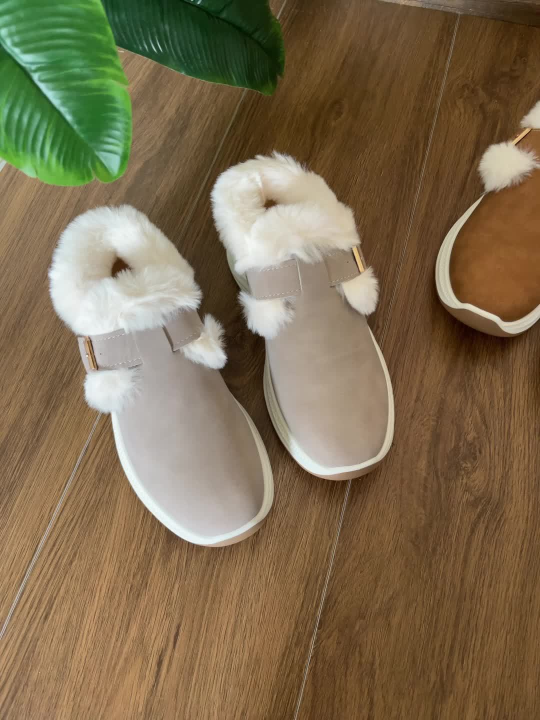 Women's Plush Winter Snow Boots with Faux Collar & - Slip-On/Lockable Ankle Strap, Cushioned PVC Sole - Grey/Lavender Synthetic - Warm Cozy Shoes for Ice, Snow, Indoor/Outdoor (Wide Widths Available) - Ideal, Winter Boots For