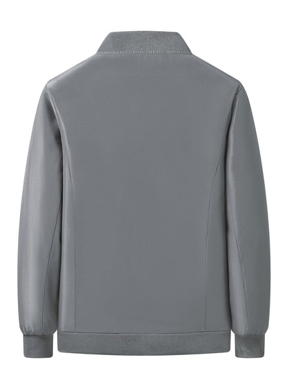 Men's Casual Lined Fleece Jacket with Baseball Collar