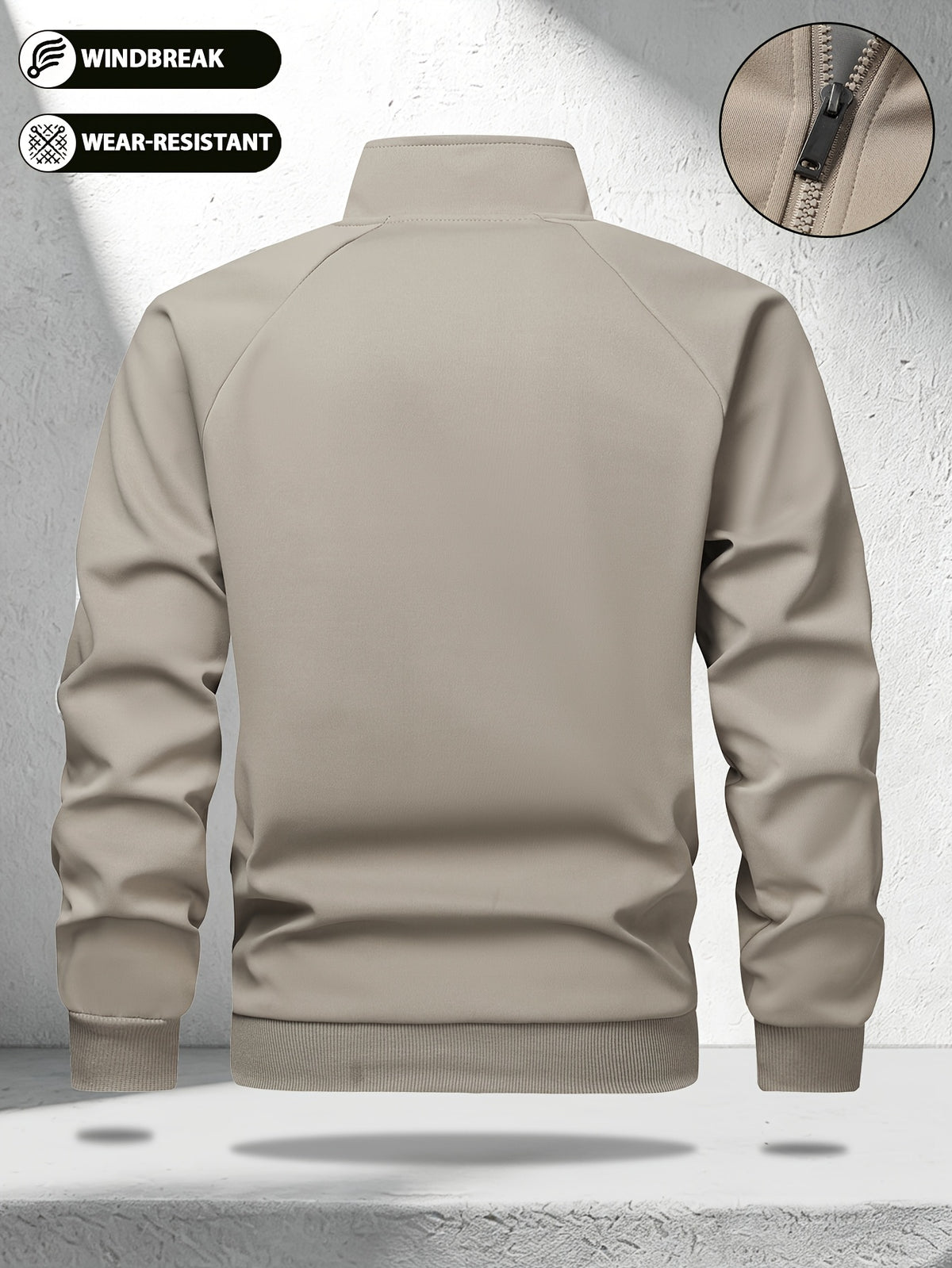 Men's Color-Block Zip-Up Casual Sports Jacket with Pockets
